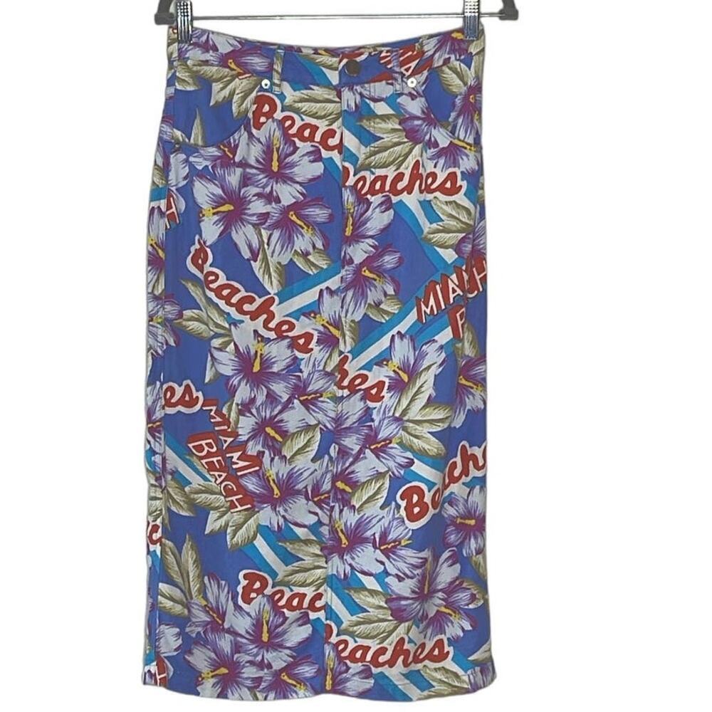 URBAN OUTFITTERS WELCOME TO MIAMI LINEN MIDI SKIRT SIZE M